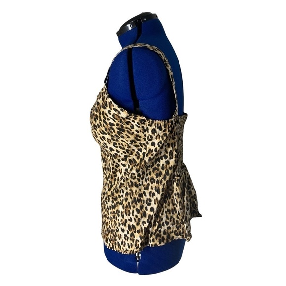Sleeveless Leopard Print Spandex Zipper Front Sweetheart Strap Top 3XL size - Picture 8 of 14